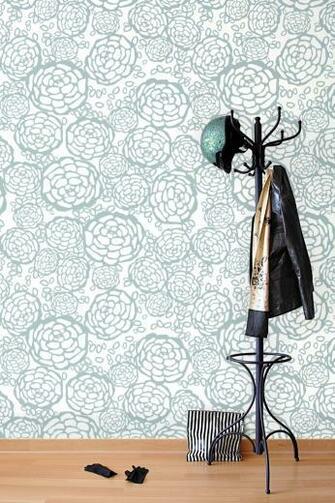 Petal Pusher Wallpaper Blue Monument Interiors