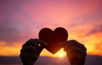 Wallpaper Love Sunset Heart Hands