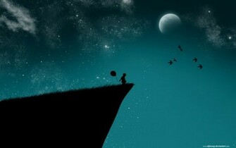 Sad Girl Alone Balloon Child Desire Emotion Feeling Innocent Moon