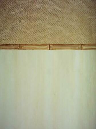 Faux Grass Cloth And Bamboo With Straie Wall Technique