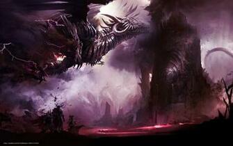 Wallpaper Dragon Lightning Fortress Tower Desktop