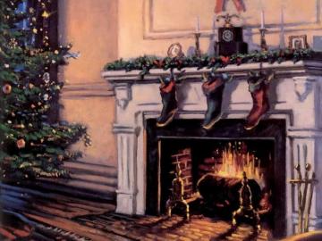 Christmas Fireplace And Stockings Scenes