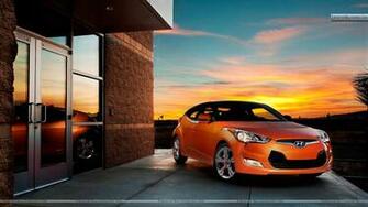 Orange Hyundai Veloster Outside House Wallpaper