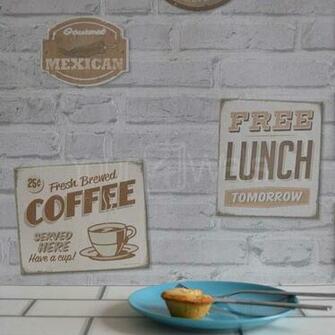 S English Bond American Diner Brick Wallpaper In Grey Brown