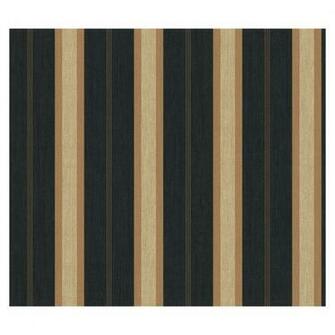 Shop Allen Roth Black And Tan Pinstripe Wallpaper At