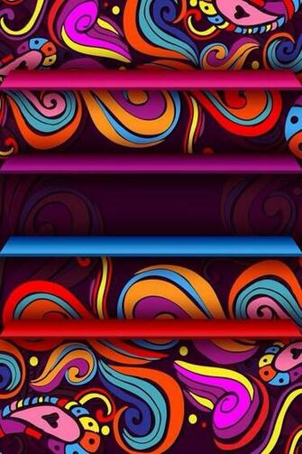 Colorful Groovy Shelves Wallpaper Junk