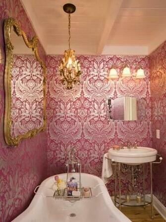 Pink And Silver Wallpaper With Gold Accents On Hgtv