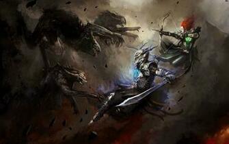 Fighting Armor Sword Bow Fantasy HD Wallpaper Background Photo Image