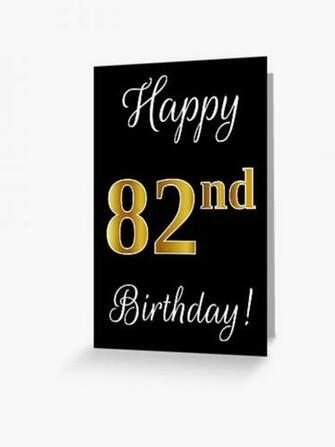 Elegant Faux Gold Look Number Happy 82nd BirtHDay Black
