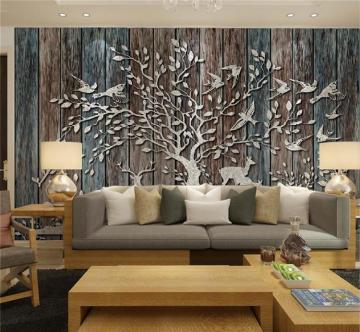European Abstract Tree Bird Elk Wapiti Photo Wallpaper Mural Tv