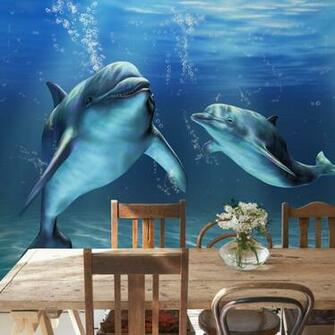 Dolphin Noyes Mural Pvc Tv Wallpaper Wall Stickers Ocean Dolphins