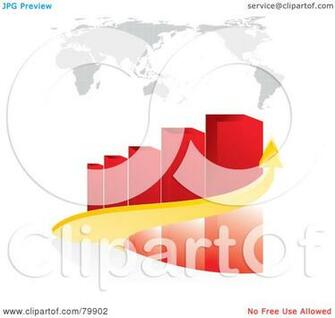 3d Yellow Arrow Curving Around A Red Bar Graph Under Map By Milsiart