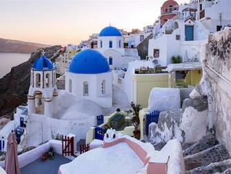 Wallpaper Oia Santorini Greece Sea Houses Multi