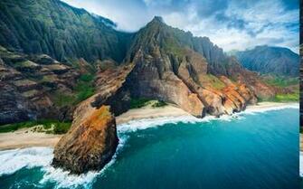 Nature Landscape Aerial Coast Beach Cliff Sea Mountain