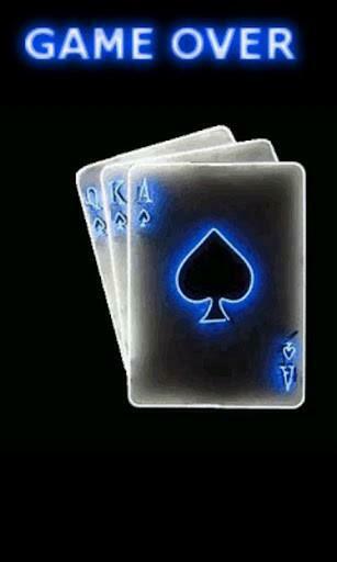 Game Over Live Wallpaper Showing A Royal Flush Poker Hand With Glowing