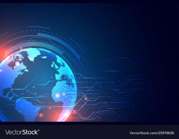 Technology Background With Earth And Circuit Vector