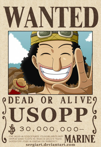 One Piece Usopp Wanted Poster By Sergiart