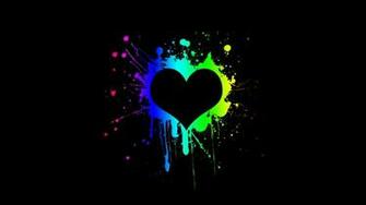 Colorful Heart Black Background Wallpaper Imgprix