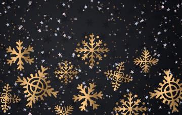 Wallpaper Winter Snowflakes Background Gold New Year