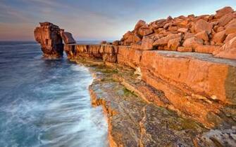 Red Cliff Beach Landscape Wallpaper HD With