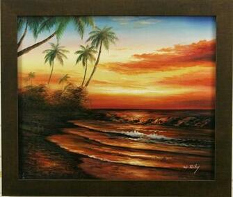 Tropical Island Sunset Painting Desktop Background For HD