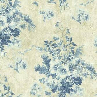 Blue Rose Toile Fairwinds Studios Wallpaper