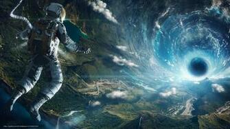Wallpaper Astronaut Weightlessness Curling River