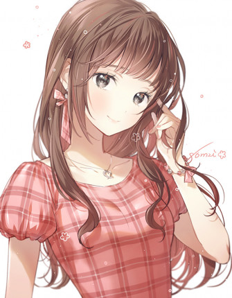 Wallpaper Cute Brunette Anime Girl Long Hair