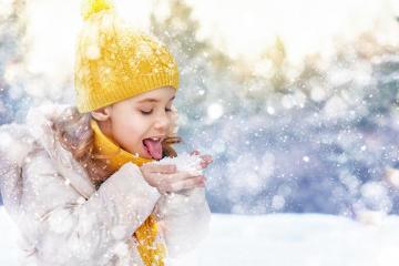 Desktop Wallpaper Little Girls Child Winter Hat Snowflakes