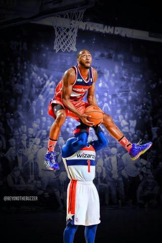 John Wall Ain T Got Hops The Mascot Is Holding Him Up