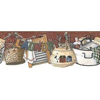 York Wallcoverings Best Of Country Hk4633bd Laundry Border
