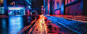 Wallpaper Street Night Wet Neon City