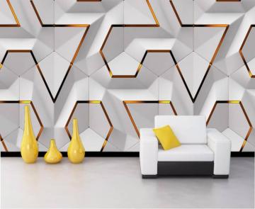 Gold Geometric Lines 3d Custom Photomural Wallpaper Dcmw000443