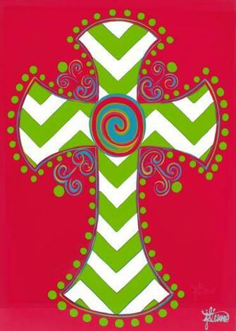 Custom Decor Flag Chevron Cross Decorative At Garden House