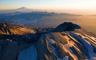 Mountain Mount St Helens Sunrise Lake Snowy Peak Mist
