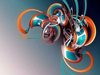 Disco Orange And Teal Forms Desktop Wallpaper