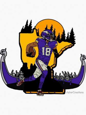 Justin Jefferson Sticker By Ashercreations