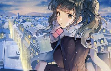 Wallpaper Winter Girl The City Image For Desktop Section