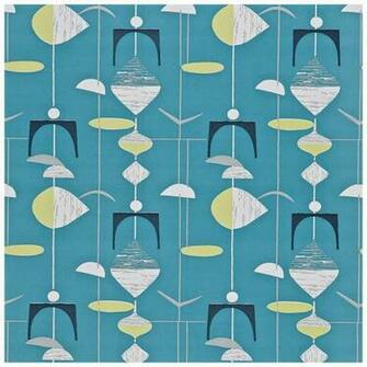 Slate Blue Lime Wallpaper From The 50s Collection Priced Per Roll
