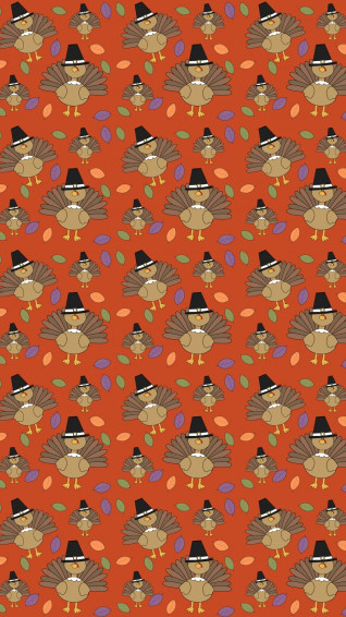 Cute Turkey Pattern Thanksgiving iPhone Wallpaper