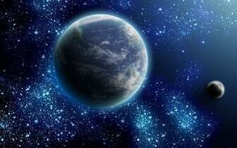 Earth And Moon Surrounded By Stars Wallpaper
