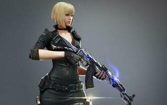 Wallpaper Kalashnikov Blonde Girl Female Fantasy Gray Background
