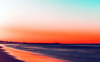 Enjoying A Beautiful Beach Day With Laptop Wallpaper