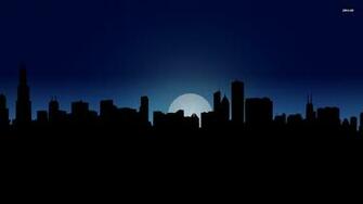 Chicago Skyline At Night Wallpaper Vector