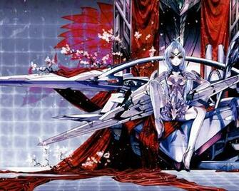 Wallpaper Kos Mos Gray Hair Thighhighs Red Eyes Anime