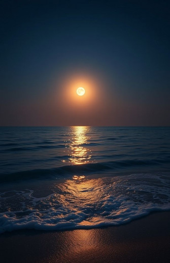 Moon Over Ocean Wallpaper