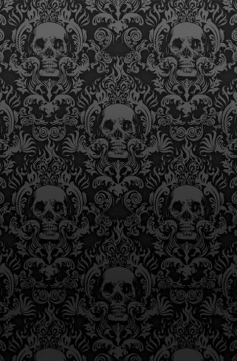 Black Skull Damask Wallpaper