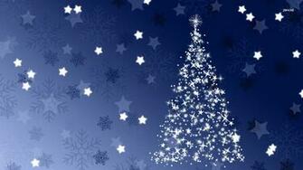 Sparkling Blue Christmas Tree Wallpaper Holiday