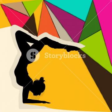 Illustration Of Gymnastic Girl On Colorful Abstract Background