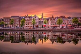 Wallpaper Harlem Netherlands City Sunset Desktop